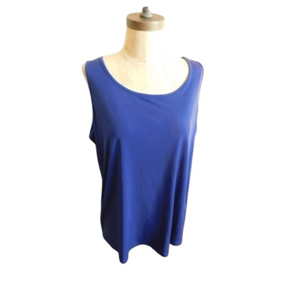 Chico's Size L Large (2) Blue Scoop Neck Tank Style Top STRETCH - Picture 1 of 2